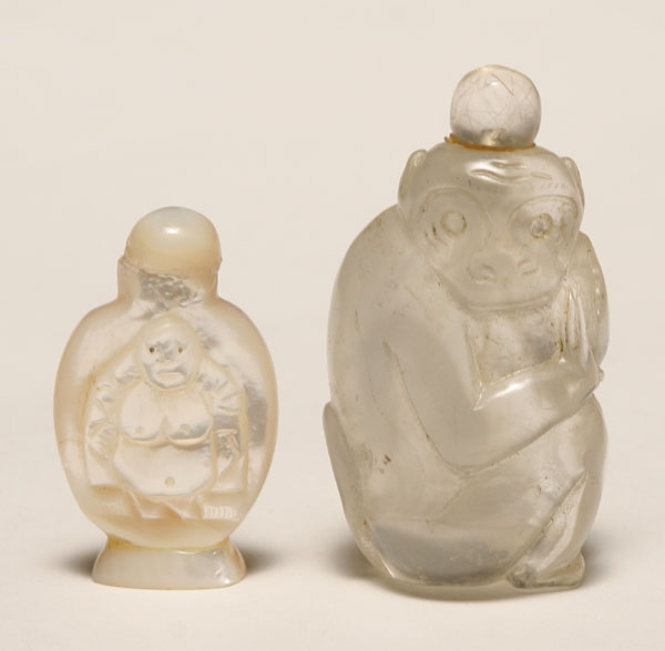 Appraisal: Two Chinese snuff bottles including a rock crystal carving in