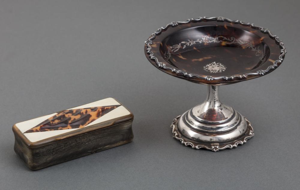 Appraisal: English Sterling Silver-Mounted Tortoiseshell Diminutive Compote marked MAPPIN WEBB h