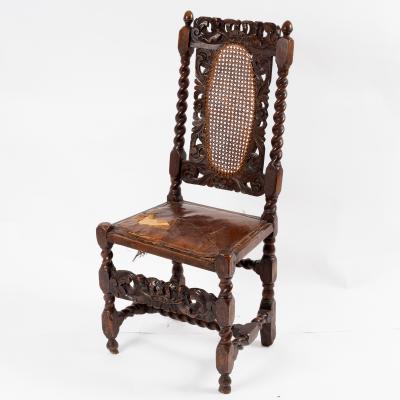 Appraisal: A Charles II beechwood side chair circa the crown carved