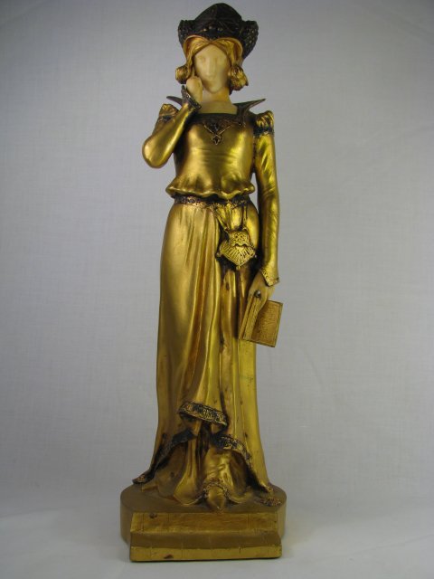 Appraisal: Gilt bronze sculpture with ivory face and hands Signed on