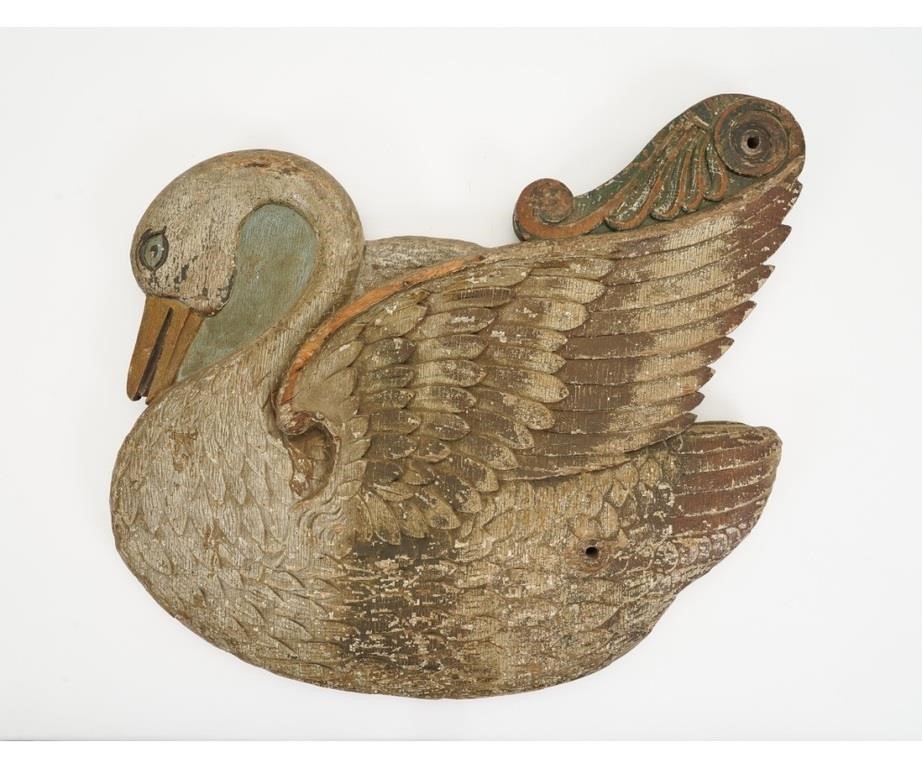 Appraisal: Carousel swan ride side piece probably late th c retaining