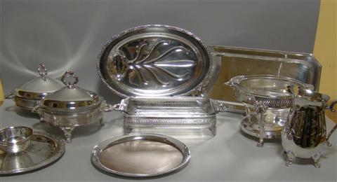 Appraisal: QUANTITY OF SILVER PLATE Including chafing dishes and stands a