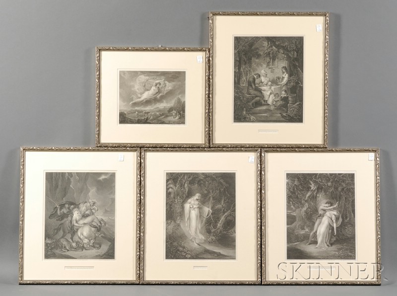 Appraisal: After William Hamilton British - Five Works The Wolves Descending