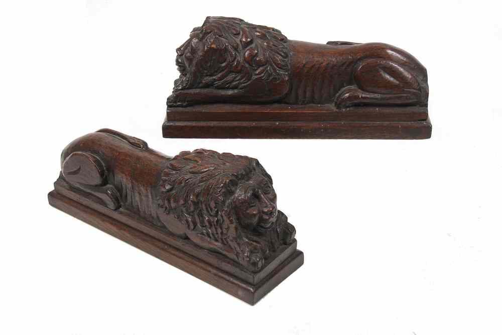 Appraisal: WOOD CARVINGS - Pair of th c English Oak Carvings