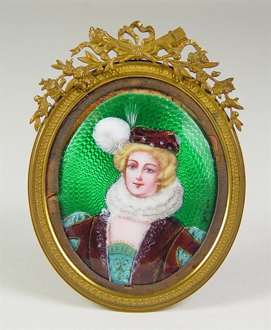 Appraisal: Miniature Enameled Hand-Painted Portrait of a Lady Circa x enameled