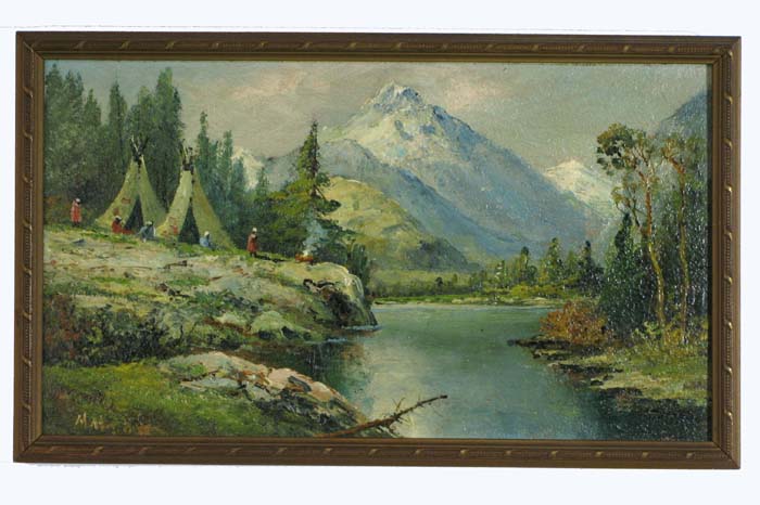 Appraisal: FREDERICK MATZOW OIL ON PANEL American - Mountain landscape with