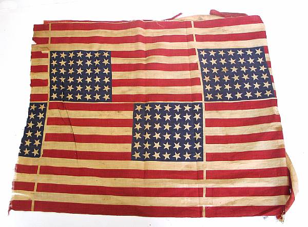 Appraisal: An uncut linen panel of six star American parade flags