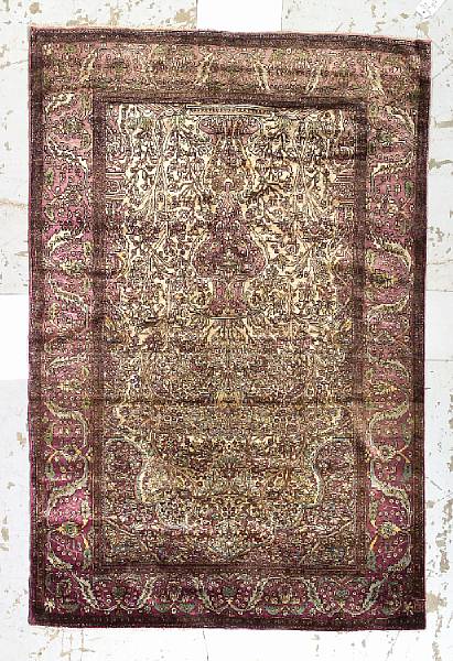 Appraisal: A silk Kashan rug Central Persia first quarter th century