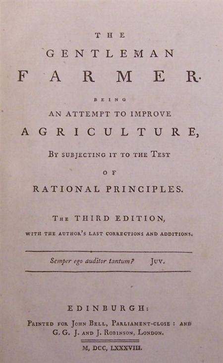 Appraisal: Farming - Home Henry Lord Kames The gentleman farmer Edinburgh