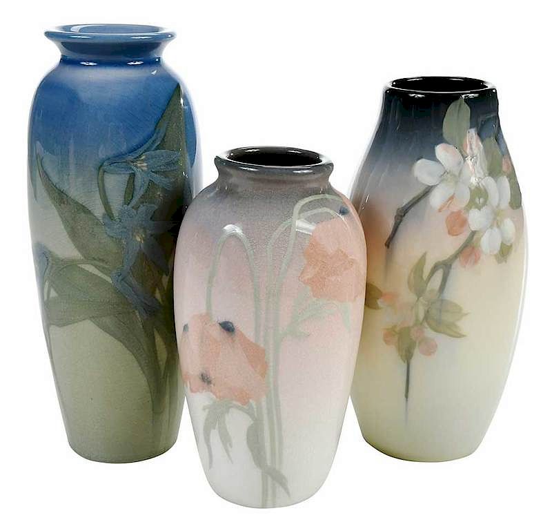 Appraisal: Three Rookwood Iris Glaze Vases Asbury Reed American early th