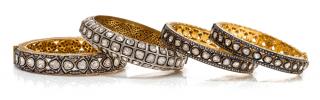 Appraisal: A Collection of Gilt Silver and Diamond Bangle Bracelets dwts