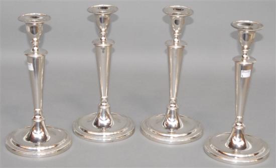 Appraisal: SET FOUR GEORGIAN STERLING SILVER CANDLESTICKS Marked London - by