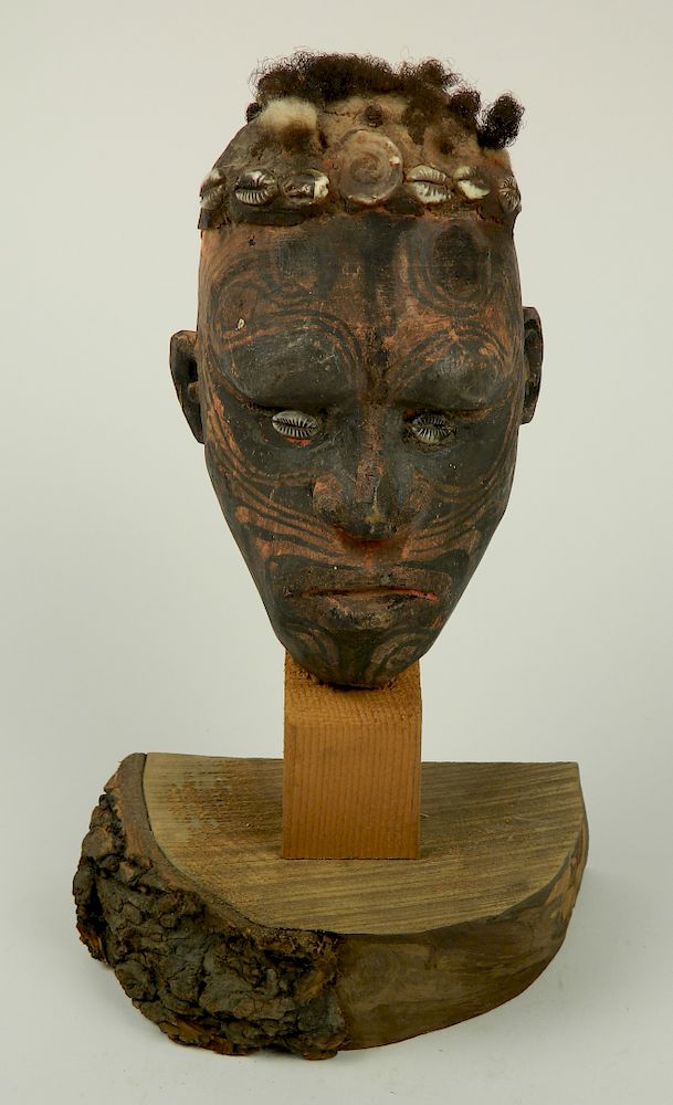 Appraisal: Iatmul People modeled ancestor skull Iatmul People Middle Sepik River