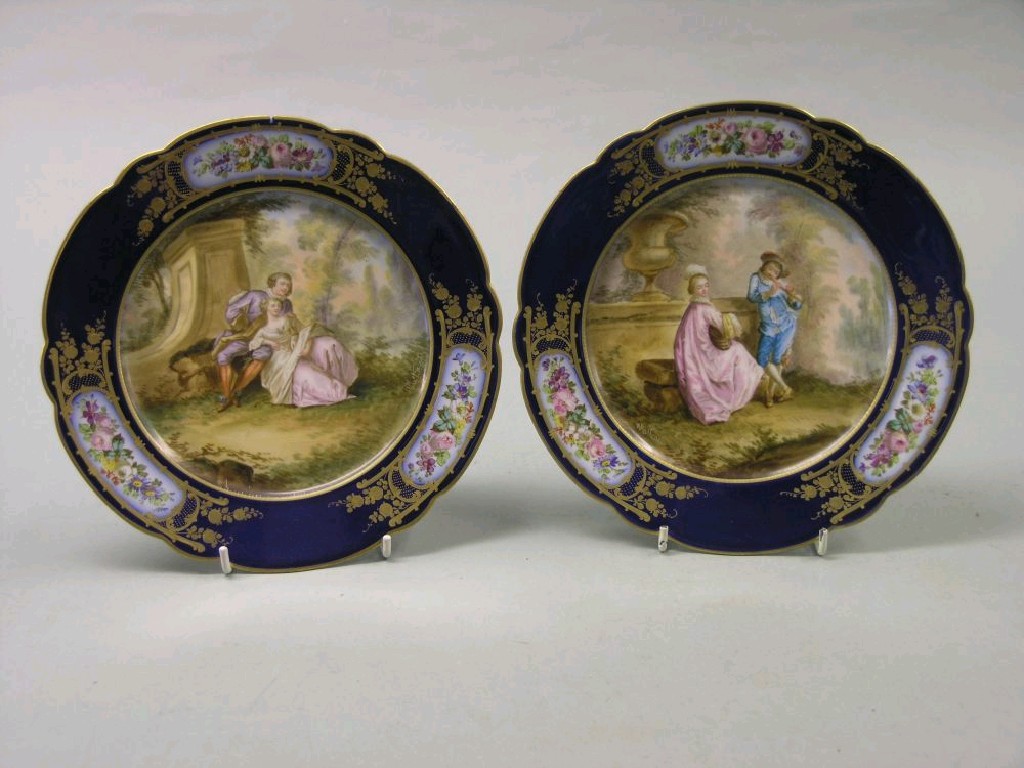 Appraisal: A pair of th century Sevres cabinet plates each painted