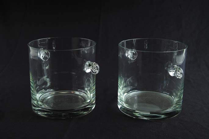 Appraisal: PAIR OF GLASS ICE BUCKETS Beautiful glass ice buckets have