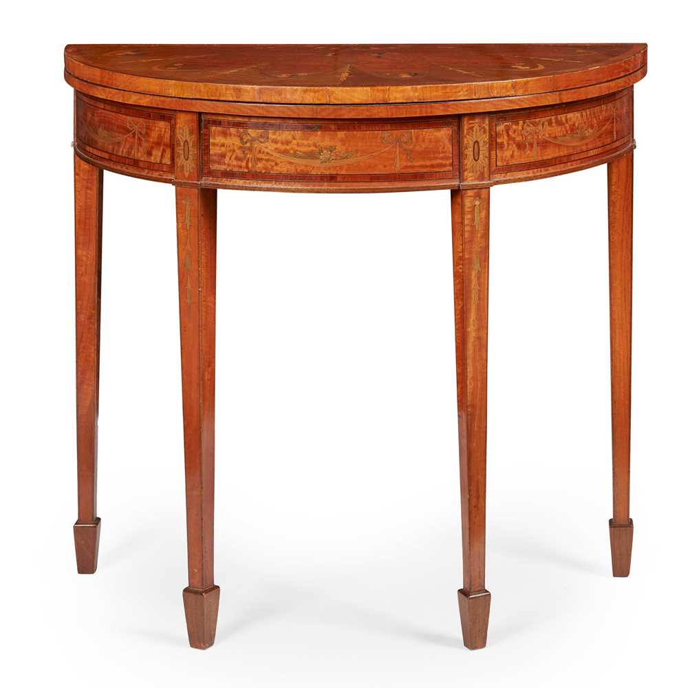 Appraisal: GEORGIAN STYLE MAHOGANY AND SATINWOOD INLAID CARD TABLE LATE TH