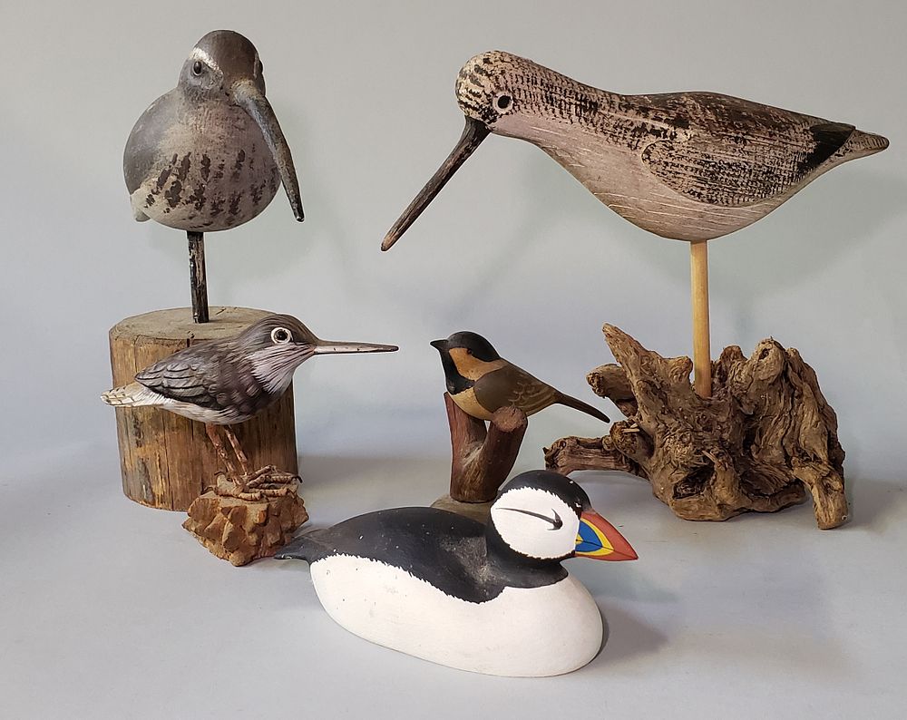 Appraisal: Group of Hand Carved and Painted Shorebird Decoys Group of