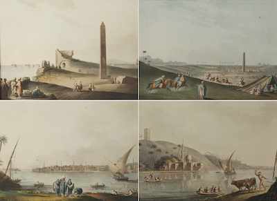 Appraisal: Four Color Lithographs of Egypt after Luigi Mayer The Obelisks