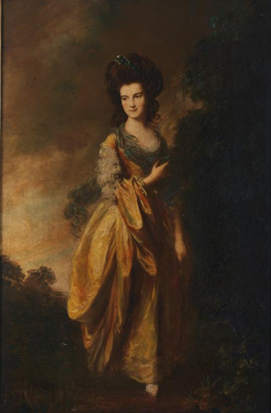 Appraisal: DECORATIVE PAINTING AFTER THOMAS GAINSBOROUGH PORTRAIT OF A LADY oil