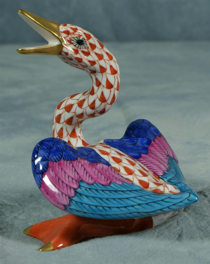 Appraisal: Herend fishnet figurine red goose tall no damage Estimate -