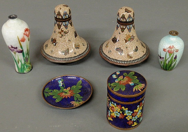 Appraisal: Group of cloisonn - pair of th c bottles wit