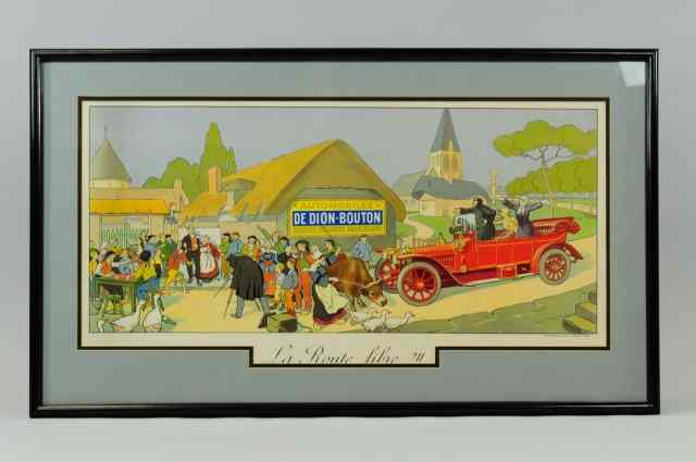 Appraisal: DE DION-BOUTON AUTOMOBILES ADVERTISING SIGN Paris print marked Mourque Fr