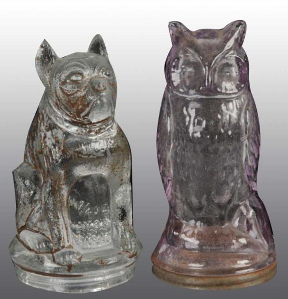 Appraisal: Lot of Glass Candy Containers Description Owl has original closure