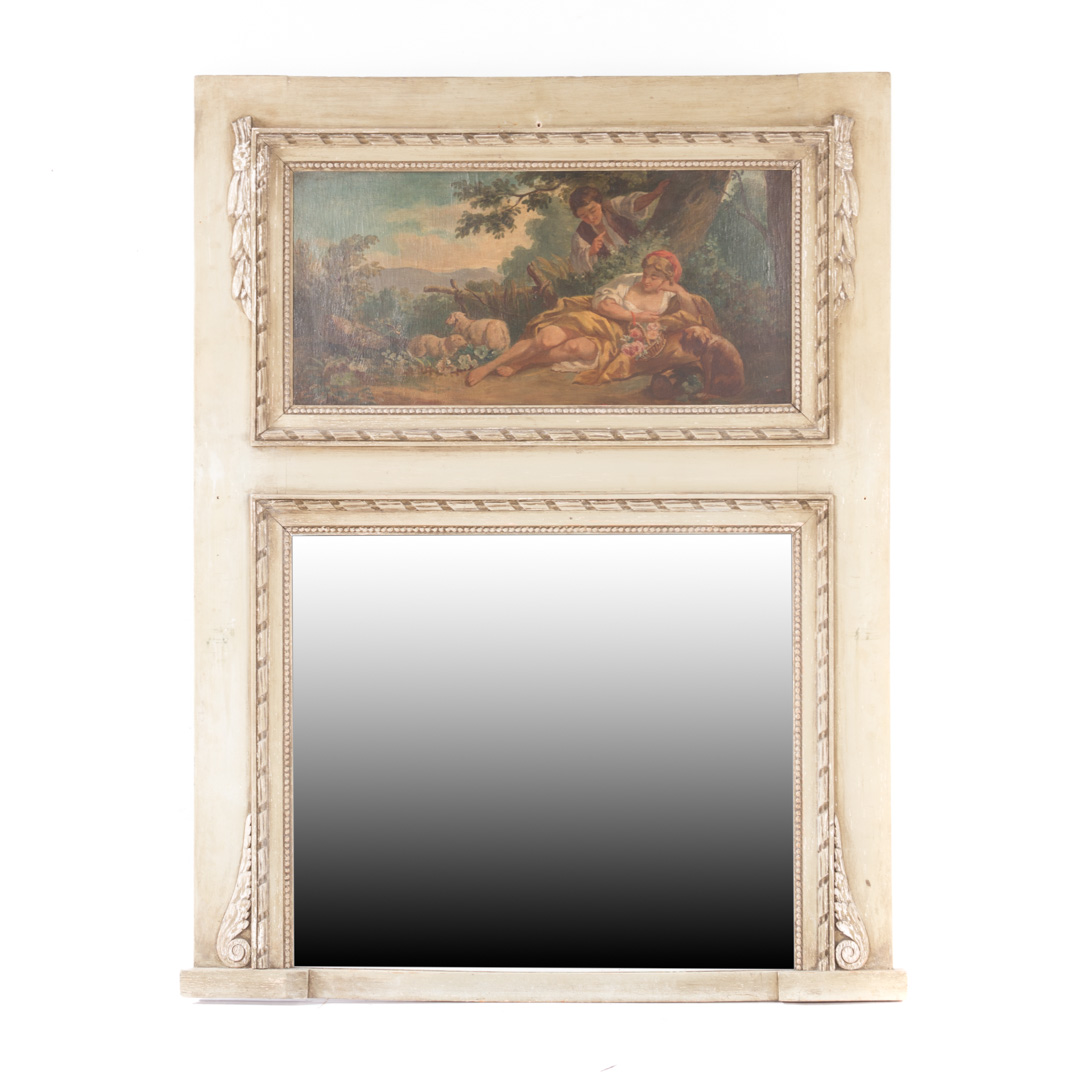 Appraisal: Louis XVI style painted trumeau early th century frame enclosing