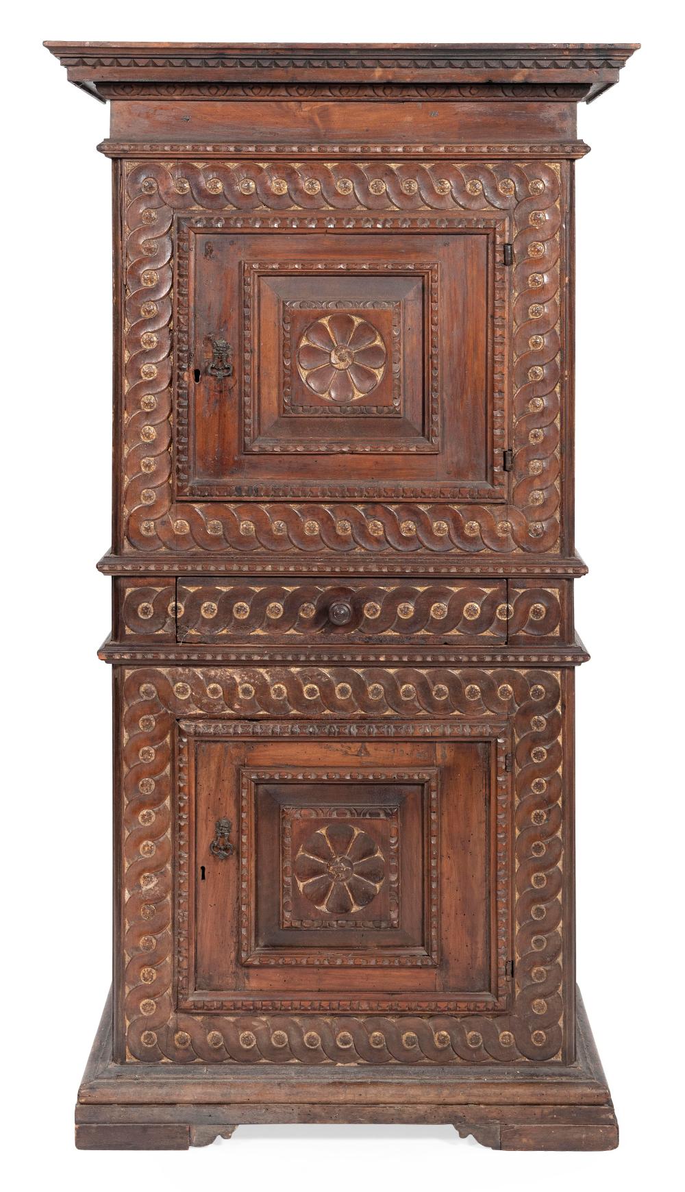 Appraisal: ITALIAN RENAISSANCE CARVED WALNUT CUPBOARD LATE TH EARLY TH CENTURY