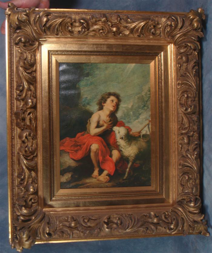 Appraisal: Ornate gilt frame young boy with lamb x opening Estimate