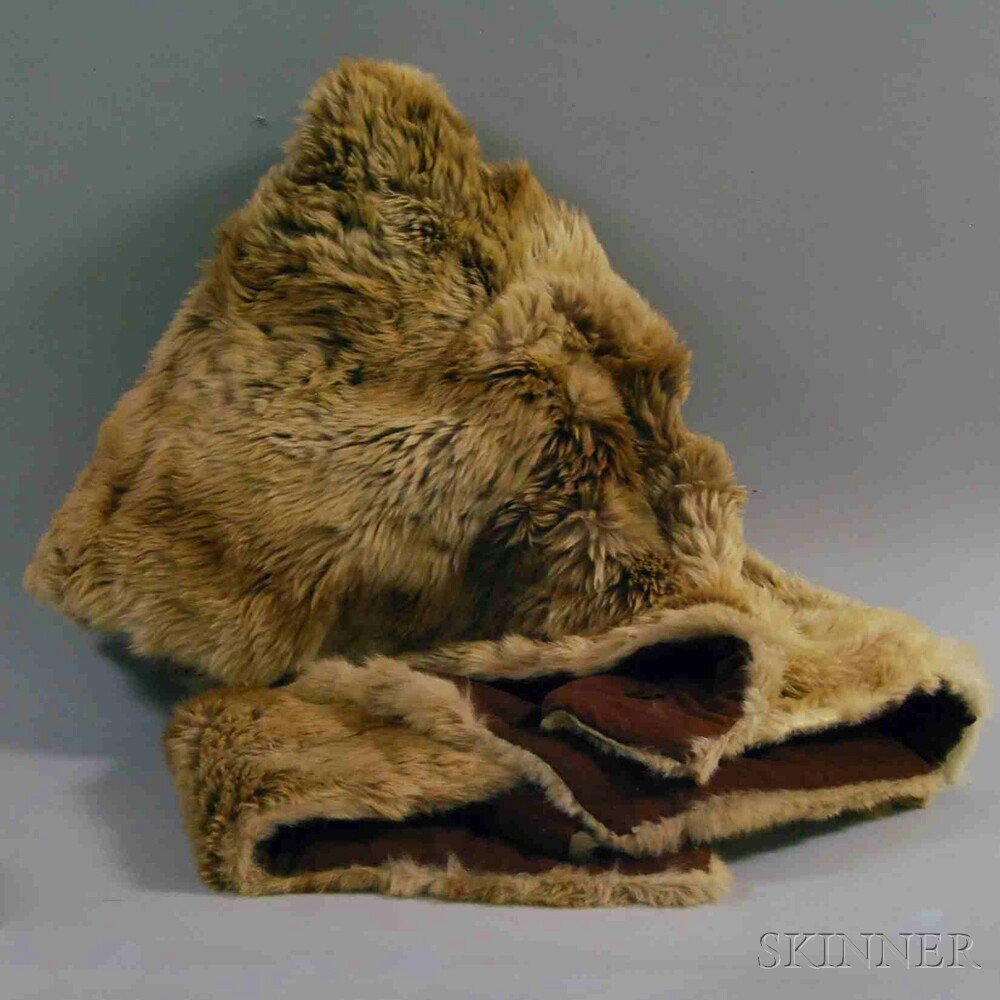 Appraisal: Fur Throw with brown cotton backing and a label from