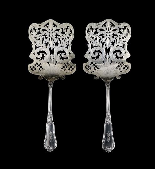 Appraisal: Pair of Belgian Silver Serving Spades ca by Wolfers Freres