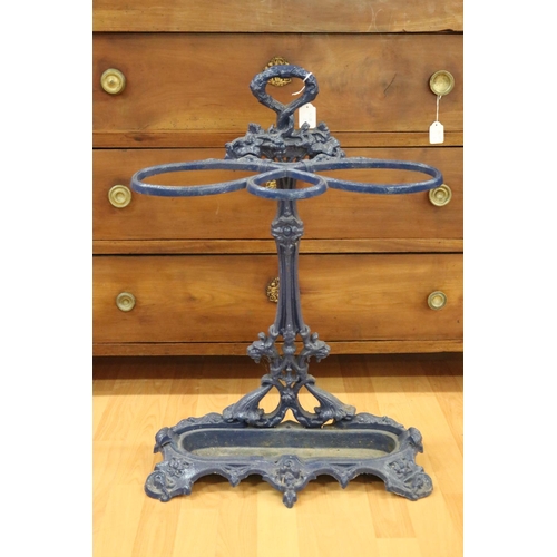 Appraisal: Vintage French umbrella stick stand with blue enamel finish approx