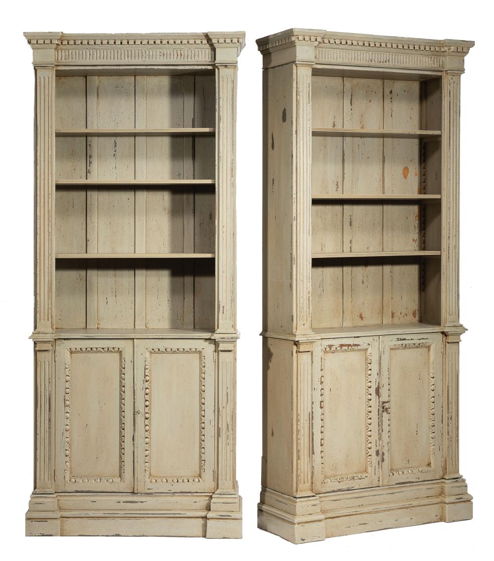 Appraisal: Pair of Antique Georgian-Style Painted Bookcases nd quarter th c