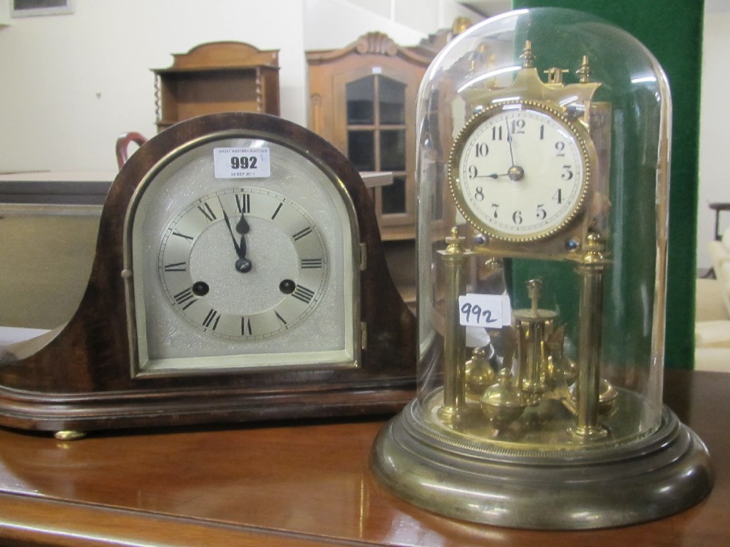 Appraisal: Mahogany mantel clock and a mantel clock in glass dome