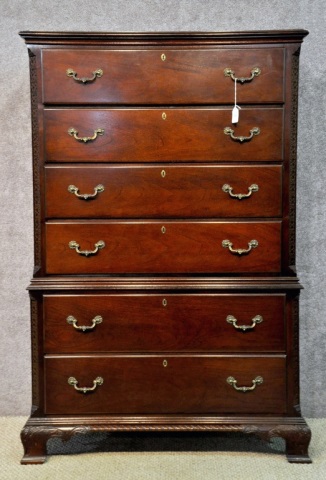 Appraisal: Mahogany Chest on ChestBy Stanley Furniture In Chippendale style Four-over-two