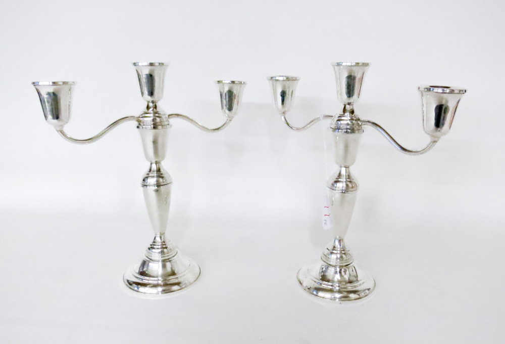 Appraisal: PAIR STERLING SILVER CANDELABRA by Garden Silversmiths Ltd convertible to