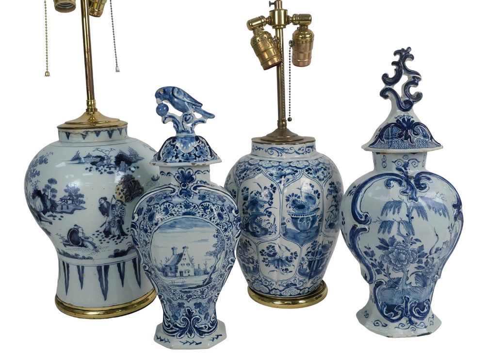 Appraisal: Group of Four Blue and White Delft Pieces to include