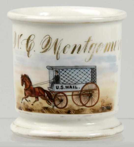 Appraisal: Horse-Drawn U S Mail Wagon Shaving Mug Description Beautiful image