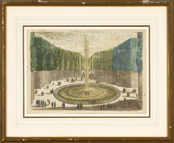 Appraisal: Group of Three Engravings depicting The Fountain at Versailles hand-colored