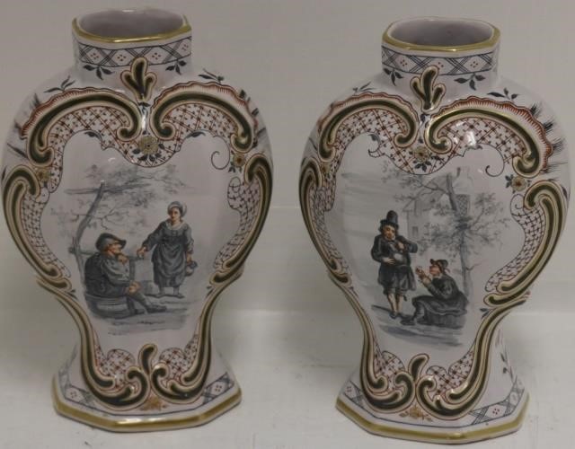 Appraisal: PAIR OF LATE TH C DELFT VASES SIGNED ON BOTTOM