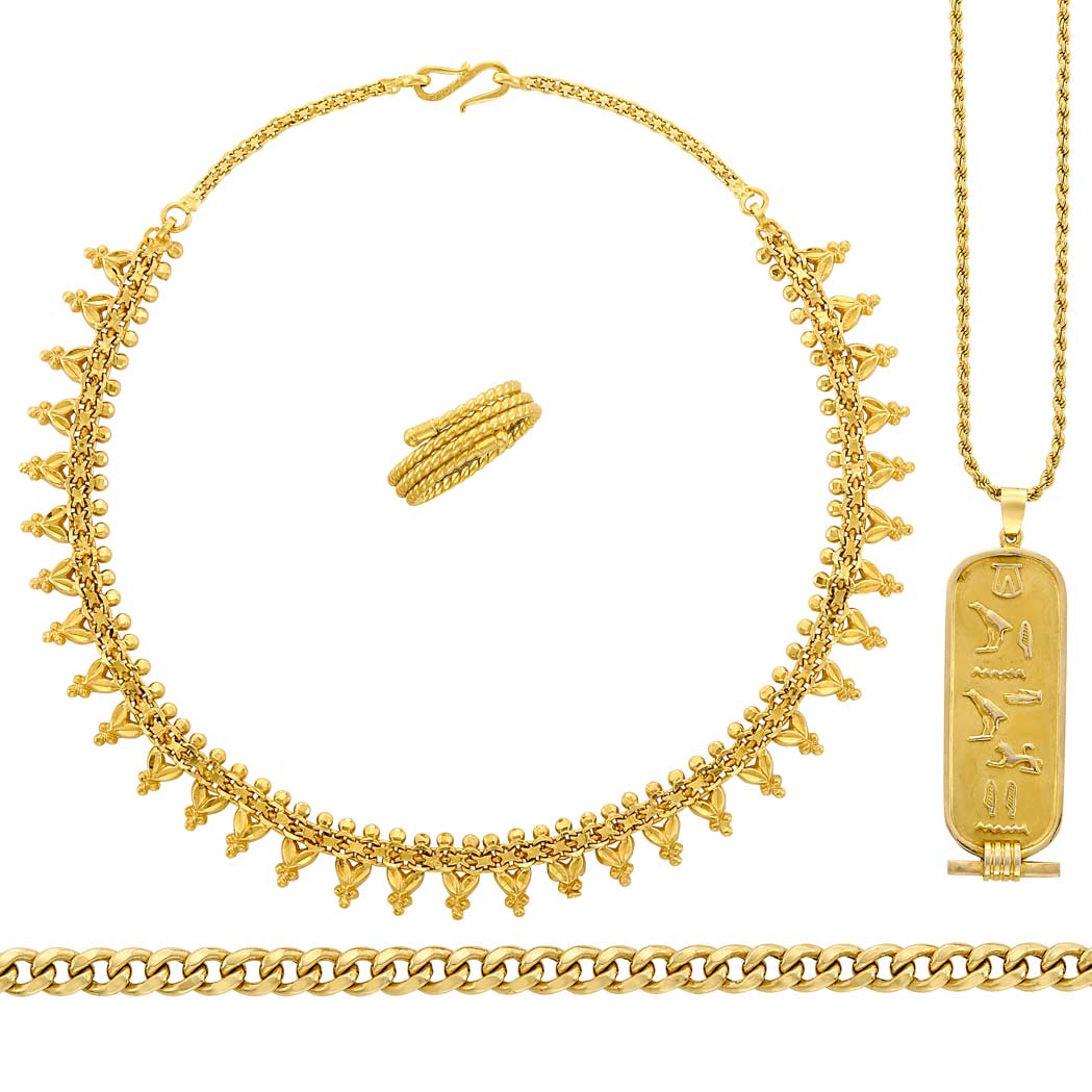 Appraisal: Group of Gold Jewelry low kt rope necklace with low