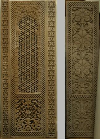 Appraisal: Indian Carved and Pierced Sandstone Jali Screen Together with an