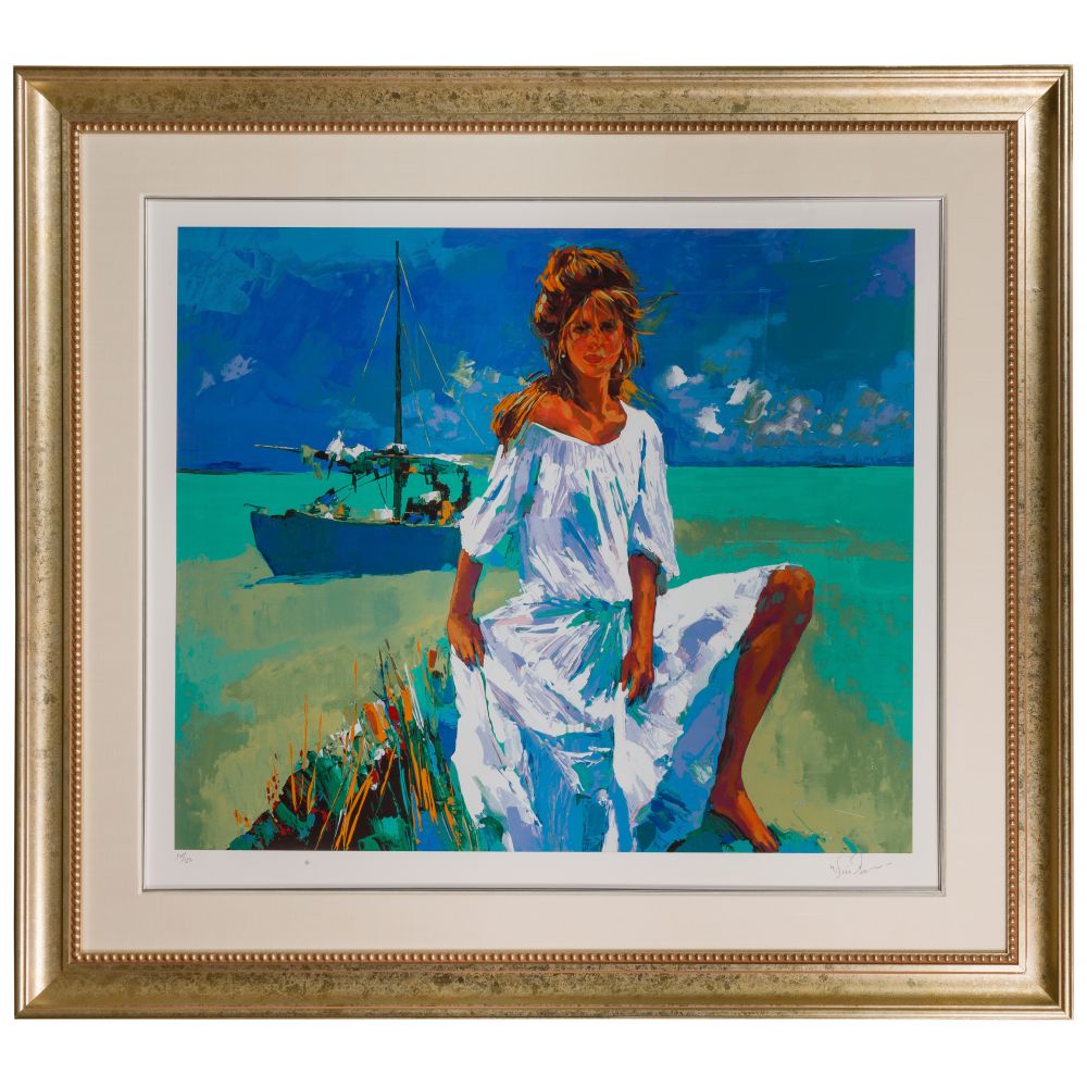 Appraisal: NICOLA SIMBARI ITALIAN - LA BELLE AUX MALDIVES SERIGRAPHUndated pencil