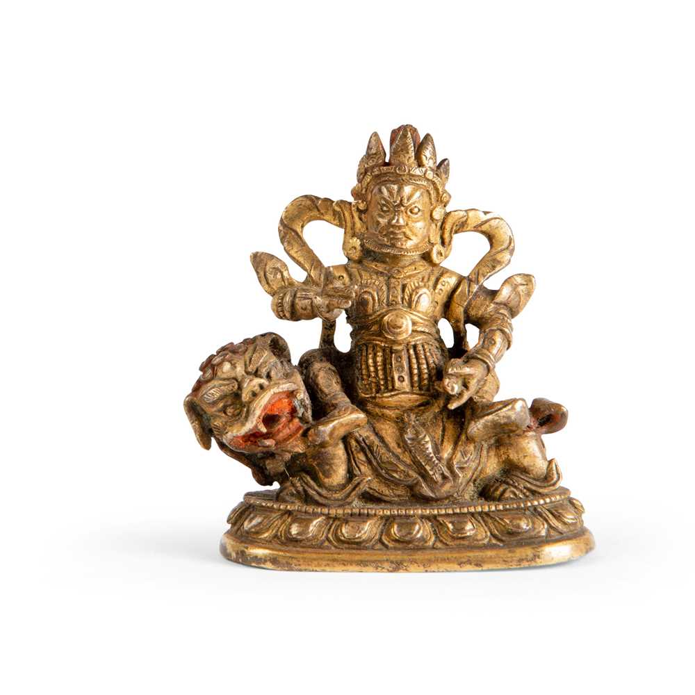 Appraisal: SMALL GILT BRONZE FIGURE OF VAISHRAVANA QING DYNASTY TH CENTURY