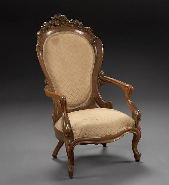 Appraisal: An American Rococo Revival rosewood armchair attributed to John Henry