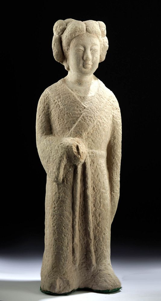 Appraisal: Chinese Tang Dynasty Stone Sculpture of Woman East Asia China