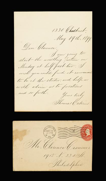 Appraisal: piece Autograph Letter Signed Eakins Thomas Philadelphia Chestnut May p