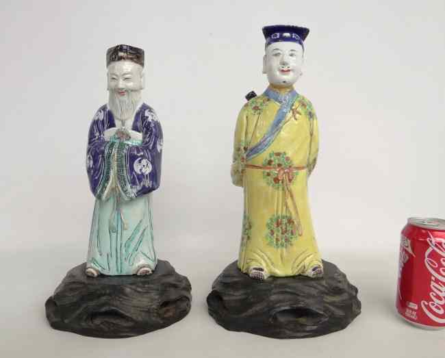 Appraisal: Pair Asian pottery figures '' Overall Ht one damaged