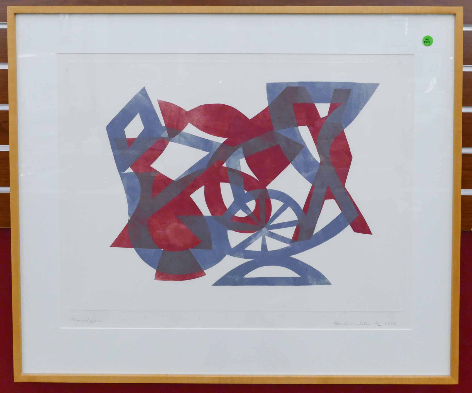 Appraisal: Barbara Schwartz ''Untitled'' Monotype Framed ''x ''